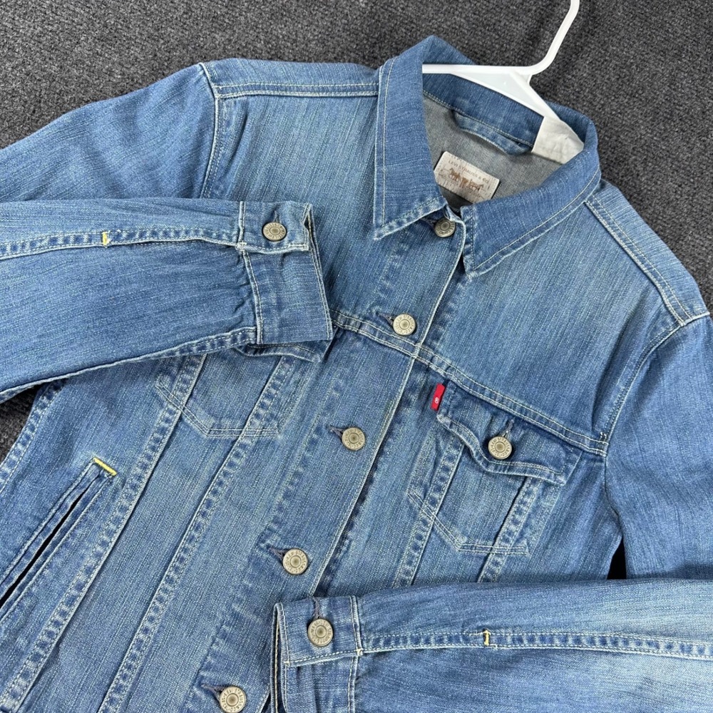 Levi's Denim Jacket Womens S Small Blue Trucker Jean Cotton Blend Coat